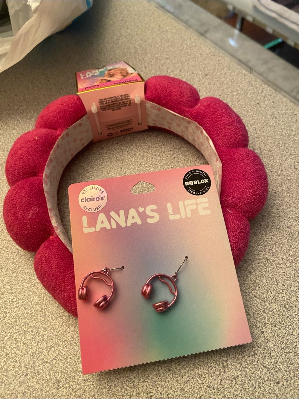 Lana's Life Pink Headband & Mini Headphone Earrings Set